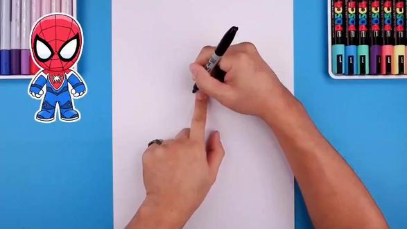 今天我们来画蜘蛛侠! #简笔画 #画画 #一学就会系列 #卡通画 #想画就画