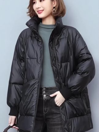 棉服女中长款韩版时尚秋冬大码冬季休闲外套百搭显瘦加厚保暖棉衣#高端大气 #洋气上档次 #秋冬穿搭 #高贵优雅 #减龄显瘦穿搭