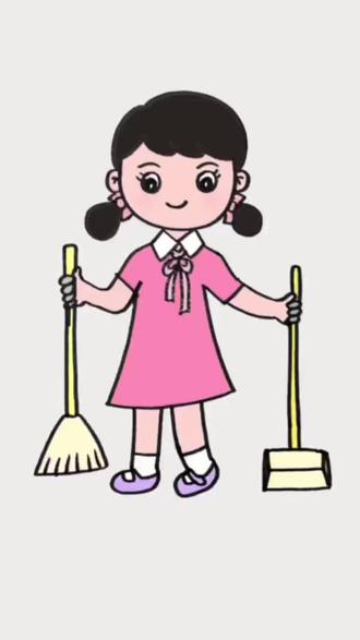 爱学习爱劳动 #做个勤快的宝宝 #简笔画女孩 #五一劳动节