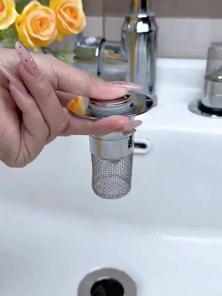 洗手盆按压式防臭 堵弹跳芯不锈钢厨房水槽过滤面盆下水器池水塞
