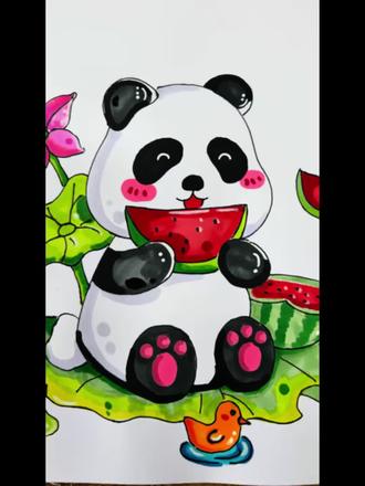 今天一起来画大熊猫#简笔熊猫画 #趣味绘画教程 #临汾学画画