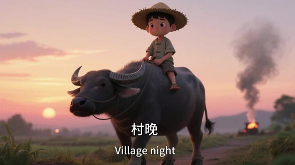 春天来了,出去踏青吧~ 在宁静悠远的乡村晚景中,呈现出一种悠然自得、童趣盎然的生活气息。#动画学诗词