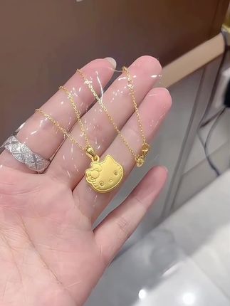 水贝足金凯帝猫吊坠#足金吊坠#凯蒂猫吊坠#吊坠项链