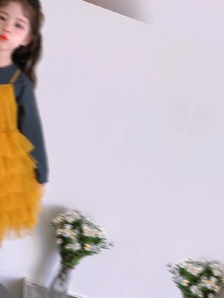 女童洋气连衣裙网纱蓬蓬裙秋装儿童打底衫吊带裙两件套小童蛋糕裙