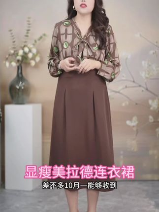月伴夫人 春秋大码时尚高级感遮肚显瘦假两件连衣裙#穿出高级感 #气场全开 #显高显瘦 #高级轻奢 #潮流时尚穿搭