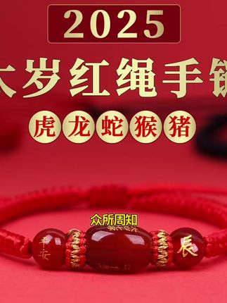 2025本命年红绳玛瑙手链蛇虎龙猴猪