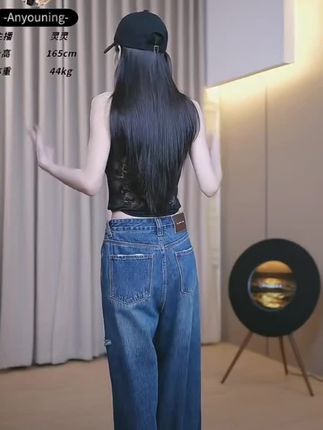 欧美风设计感小个子美拉德风牛仔裤薄款2025夏季中高腰假破洞长裤#百搭裤子 #好身材好气质 #显瘦牛仔裤 #显高显瘦显腿长