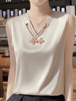 蕾丝吊带背心女大码百搭显瘦打底夏季外穿宽松无袖上衣小众白色衫#背心 #女装 #吊带背心 #短袖t恤 #气质小衫