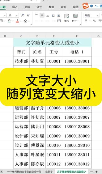 文字随列宽变大或者缩小,一招教会你!办公效率翻倍! #excel技巧 #办公效率提升