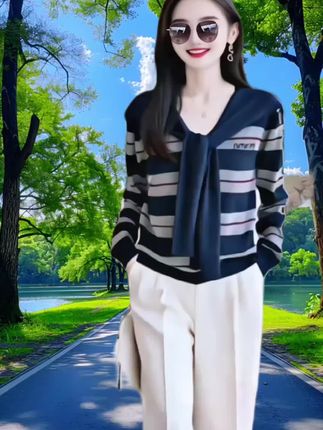 高级感早秋品质女装长袖毛衣假两件披肩针织打底衫休闲显瘦上衣