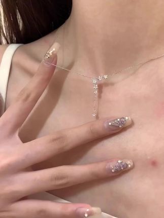 S925纯银星星项链女生轻奢小众设计感毛衣链送女朋友礼物格林娜,#时尚饰品 #时尚单品 #项链 #小众设计感 #锁骨链