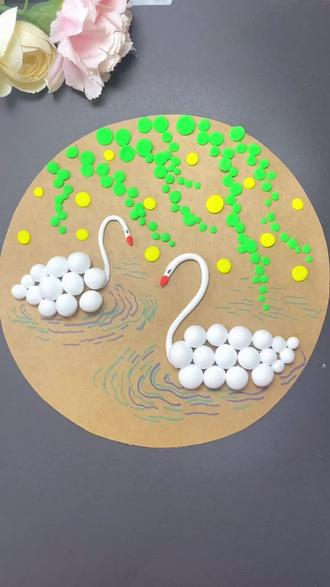 #创作灵感 春天来了,带孩子用超轻黏土做咏鹅创意画啦!小宝宝一学就会,超简单!#创意儿童美术 #创意画 #兴趣爱好 #黏土手工