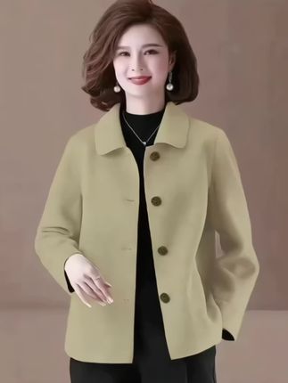 春秋新款双面绒妈妈装外套翻领短款大衣短外套中年#女装穿搭 #谁穿谁好看 #每日分享 #新品穿搭 #优雅气质