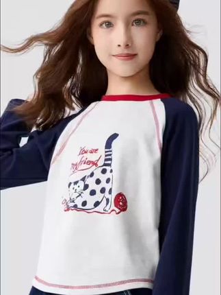 女童长袖T恤秋季新款儿童打底衫中大童洋气卡通上衣青少年春秋装#女童T恤#打底衫#长袖T恤#卡通T恤#好物分享