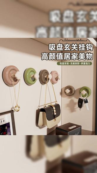 吸盘玄关钩 一吸就稳,玄关秒变整洁! #免打孔 #玄关好物 #收纳 #家居好物 #强力吸盘挂钩