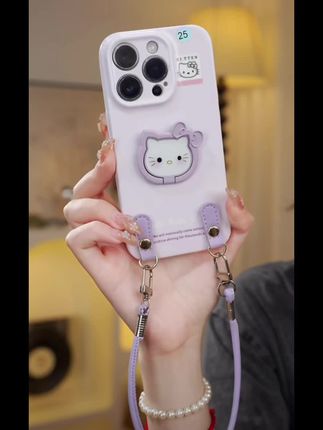 浅紫底KT头像菲林软壳适用iPhone苹果16手机壳华为oppo小米vivo新