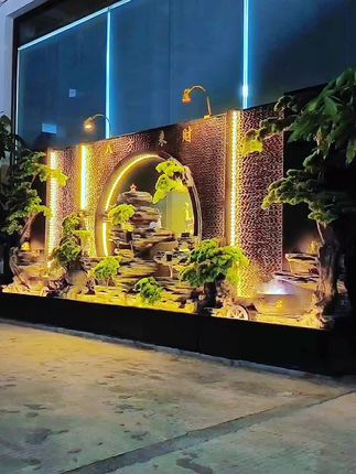 #夏天就这么结束了 水幕墙流水屏风隔断#实拍 #水幕墙 #花园露台 #景观设计