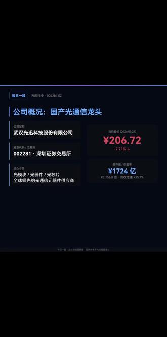 每日一股,大a光老二 #光模块 #光迅科技