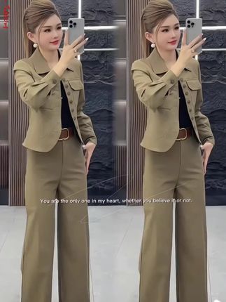 #秋冬穿搭 2025秋季新款时尚显瘦气质网红高档套装女高级百搭宽松大码两件套#显瘦穿搭#大码女装
