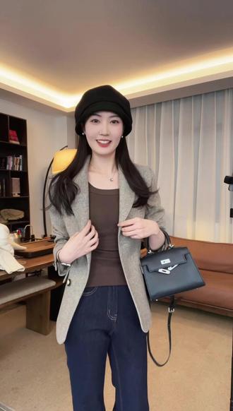 MOL CHIC"乐未央"羊毛呢西装外套女款气质百搭莫兰 #西装外套搭配 #气质百搭款 #高级感穿搭 #通勤搭配 #品质女装