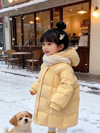 #冬季外套 #童装 #中长款羽绒棉服 #儿童棉服