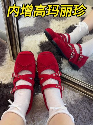 黑色百搭显贵气,悄悄增高6cm显瘦抬气质#玛丽珍女鞋 #内增高女鞋 #厚底增高 #小个子女鞋 #皮鞋女