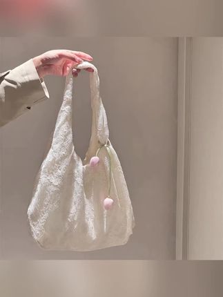 原创夏日小清新蕾丝花朵刺绣帆布包百搭背心包韩系少女单肩托特包#包包 #帆布包 #托特包 #单肩包 #单肩托特包