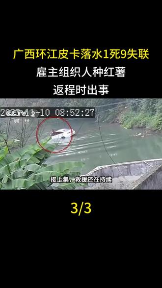 广西环江皮卡落水1死9失联,雇主组织人种红薯返程时出事