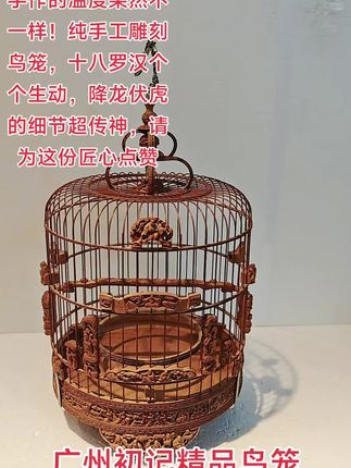 手作的温度果然不一样!纯手工雕刻鸟笼,十八罗汉个个生动,降龙伏虎的细节超传神,请为这份匠心点赞!#鸟笼鸟具 #鸟笼制作 #鸟笼 #纯手工雕刻 #广州初记精品鸟笼