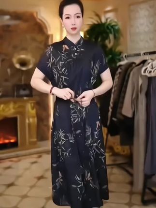 【诗千逸定制】两面可穿复古气质提花修身中国风A1060女装连衣裙#时尚连衣裙#连衣裙#显瘦连衣裙#洋气连衣裙#减龄连衣裙