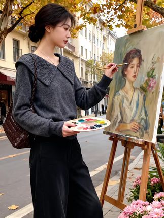 时尚百搭翻领针织毛衣,韩系复古设计,慵懒风满满~#慵懒风穿搭 #秋冬穿搭新鲜感在线 #秋冬都市硬核穿搭 #秋季日常实用穿搭思路分享 #韩系穿搭