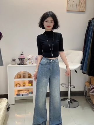 一米五小个子穿搭#秋天穿搭 #小个子穿搭 #牛仔裤