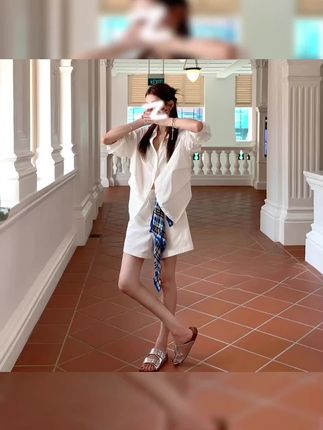 会凹造型的白衬衫秋季新款休闲百搭白色休闲翻领泡泡袖收腰衬衣女#春秋穿搭 #夏日穿搭分享