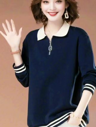 #好物推荐🔥 卫衣女:/ 春秋新款加肥加大码女装中老年宽松POLO上衣时尚显瘦妈妈装#抖音推广 #通勤搭配 #助手抖音 #强烈推荐