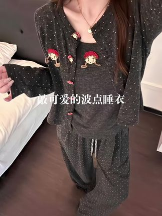 好韩系的小红帽睡衣,真的被这个质感经验了#秋天 #高级感穿搭 #新款 #居家服