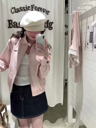 韩系少女感粉色腊肠狗夹克短外套女秋季2025新款减龄显瘦休闲上衣#夹克#外套#秋季#新款#休闲