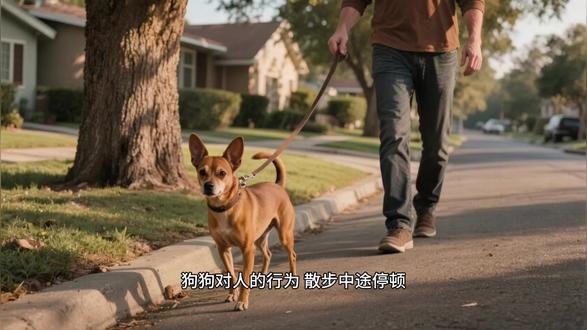 狗狗行为,狗狗对人的行为:散步途中停顿 #宠物知识#狗狗行为#宠物狗#御兽宗#修仙秘籍