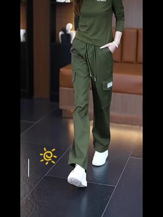 2025新款工装裤女纯棉2025美式新款直筒裤春秋休闲宽松运动裤显瘦#时尚穿搭 #运动套装穿搭 #工装裤穿搭 #潮流时尚穿搭 #时尚气质穿搭