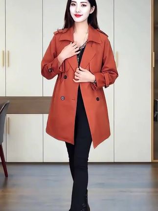气质中长款风衣外套女2025秋季新款英伦风双排扣收腰显瘦春秋大衣
