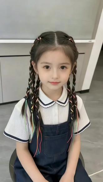 假期出游或者六一儿童节表演就这样给闺女编,拍照超好看 #六一发型 #小女孩发型简单扎法 #小女孩头饰发饰推荐 #彩绳编发 #真实生活分享计划