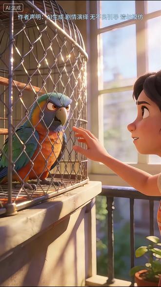 小鸟鹦鹉自由的代价#儿童动漫 #AI创作 #动画片儿童益智启蒙 @抖音小助手