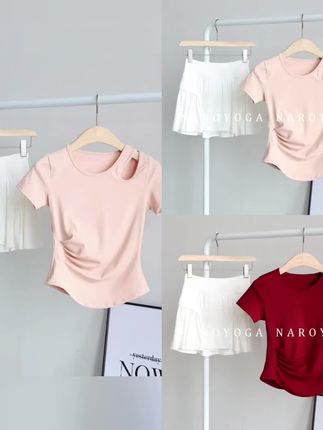 跑步服套装女夏季修身显瘦瑜伽健身服专业速干普拉提运动上衣短裙#瑜伽服套装#运动穿搭#爆款热卖中#厂家直发#超便宜超划算