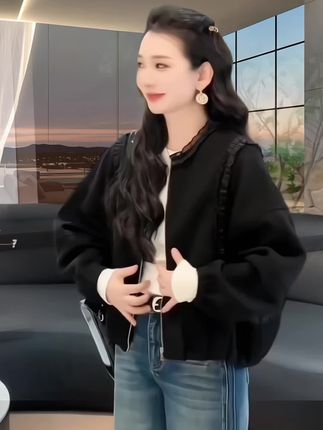 时尚穿搭女2025秋季新款百搭宽松长袖外套显瘦阔腿牛仔裤两件套装#可单拍#视频同款 @DOU+上热门 @DOU+小助手