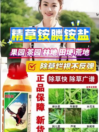 除杂草就选精草铵磷铵盐,厂家直销,正品保证,除草效果好,死叶烂根还不反弹!适用于果园,林地,荒地,田埂,路边,苗圃,厂区等#除草剂 #精草铵膦铵盐 #除草 #果园除草