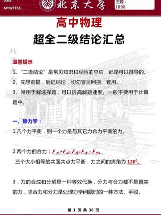 把这些#二级结论 掌握之后,答题速度会快很多,因为比别人多了二级结论#高中物理 #必背公式