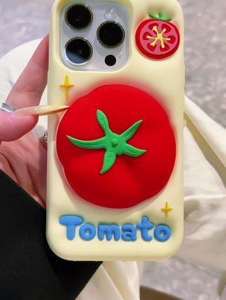 立体番茄支架适用苹果16PRO手机壳iPhone15…… 立体番茄支架适用苹果16PRO手机壳iPhone15硅胶14/1 3/12/11新款xr#手机壳#这个手机壳真的长在我心巴上了 #爱了爱了 #创意手机壳