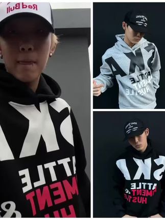 SKATEPARK "掰掰大腕子"秋季460g空气层短宽收腰正肩印花连帽卫衣#ootd