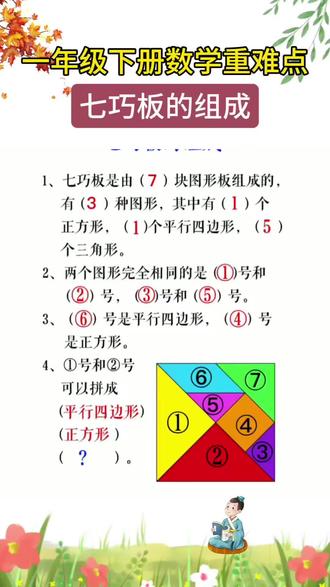 一年级下册数学七巧板是重难点,寒假让孩子提前玩一玩,开学不再难#一年级下册数学#七巧板#寒假预复习#一年级下册需要准备的教具#一年级下册教具