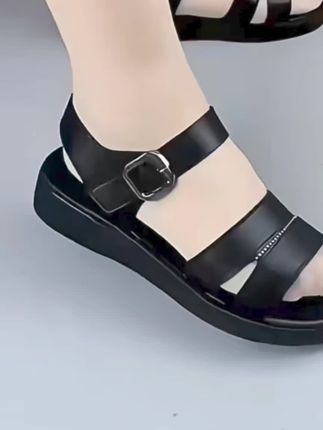 真软皮平底凉鞋女夏季时尚新款软底舒适妈妈鞋轻便防滑老年人女鞋#女鞋穿搭 #强烈推荐 #好鞋推荐 #拖鞋 #防滑耐磨