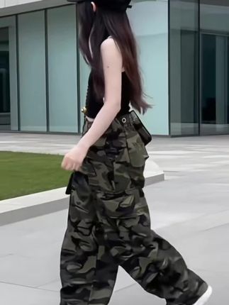 女童迷彩工装裤夏季薄款无袖背心上衣套装2025夏装时尚网红大童装#秋冬穿搭 #生女儿就是用来打扮的